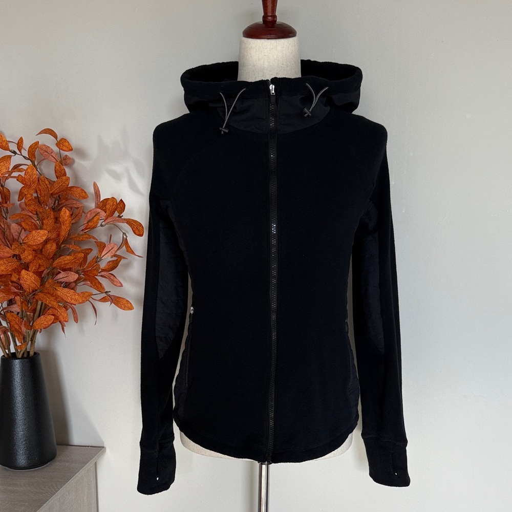 Abercrombie & Fitch Black Hooded Fleece Zip-Up Jacket